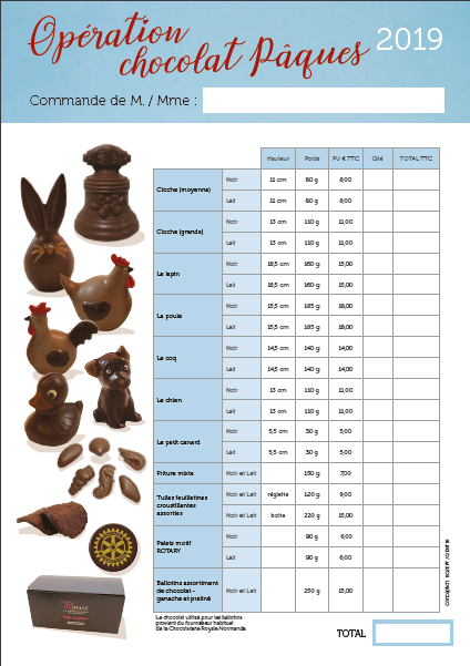 bon de commande chocolats