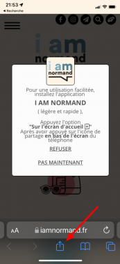 Appuyez sur l’icone de partage