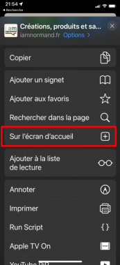 Appuyez « Sur l’écran d’accueil »